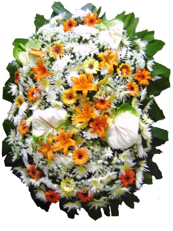 Coroa de Flores Laranja e Branca Luxo