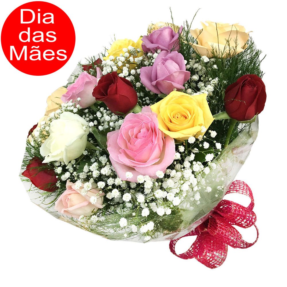 Buquê de Rosas Coloridas Festa Dia das Mães - Taquari Flores ...